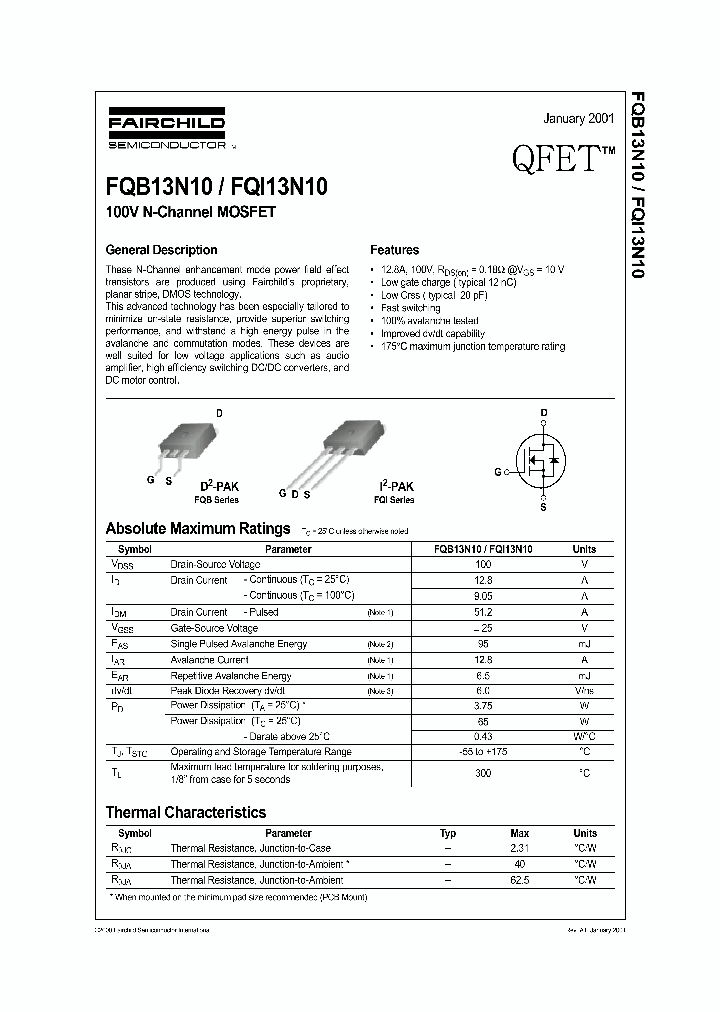 FQI13N10_1241560.PDF Datasheet