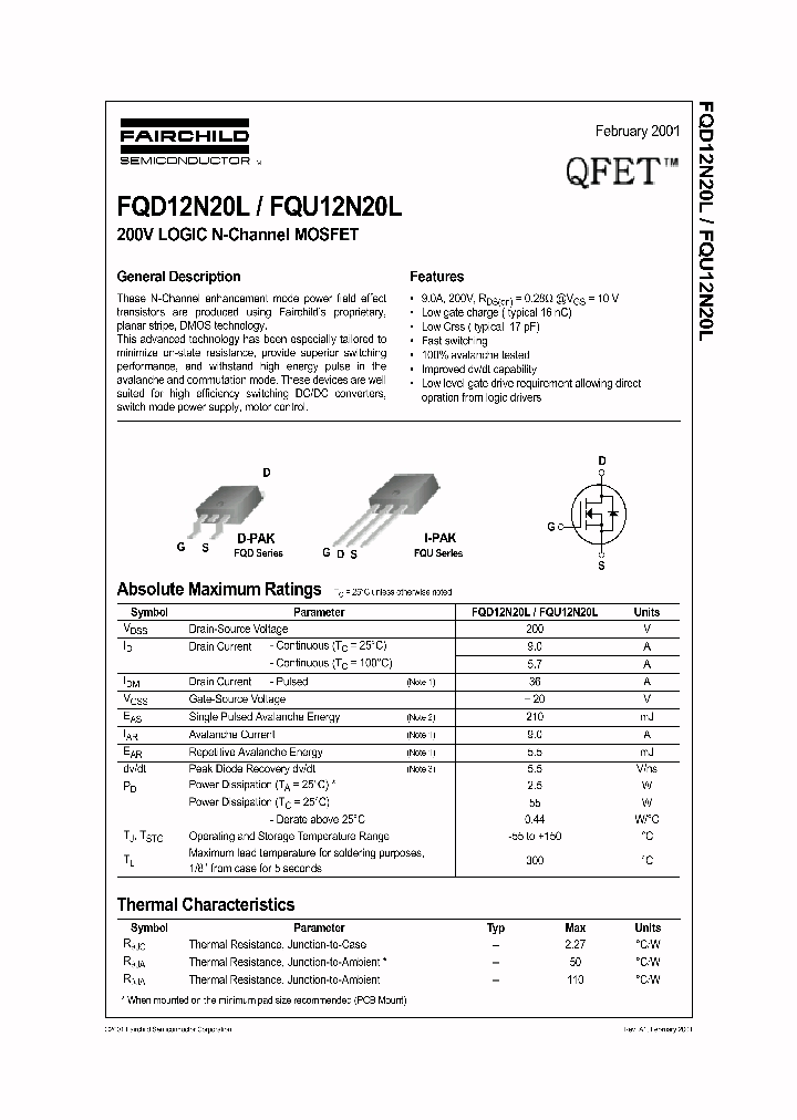 FQU12N20L_1241944.PDF Datasheet