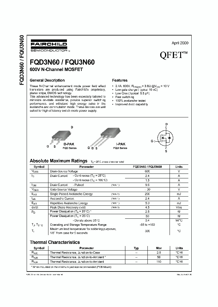 FQU3N60_1241983.PDF Datasheet