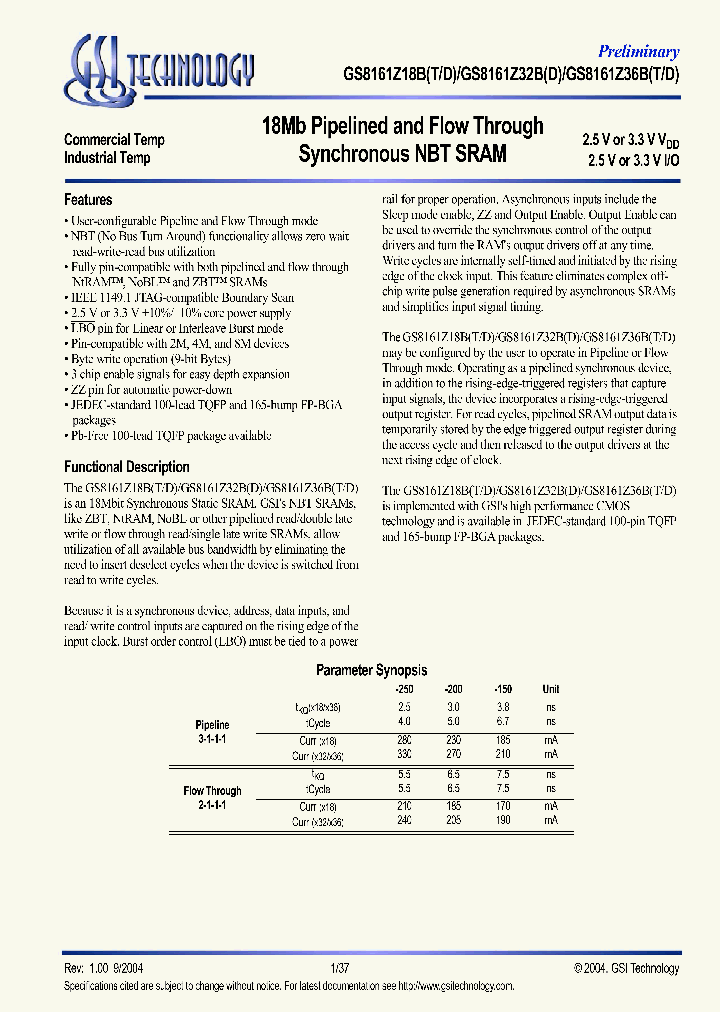 GS8161Z32B_646650.PDF Datasheet