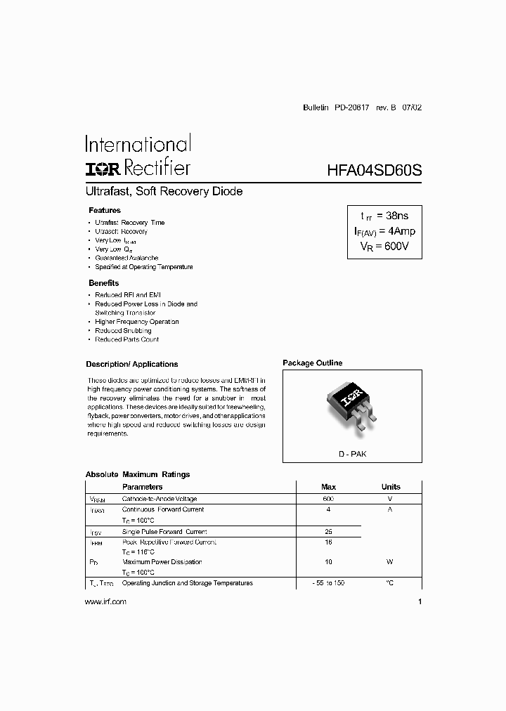 HFA04SD60S_1249140.PDF Datasheet