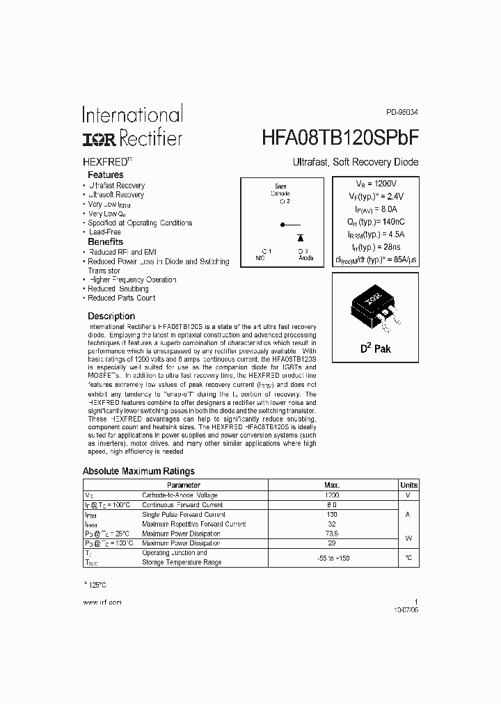 HFA08TB120SPBF_1249151.PDF Datasheet