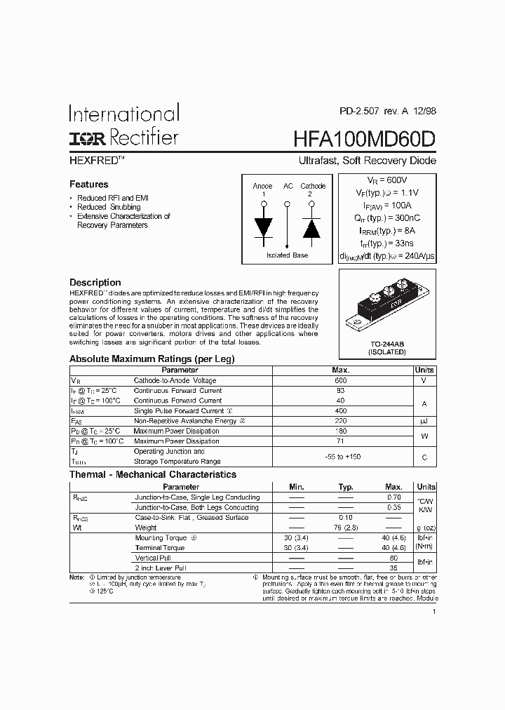 HFA100MD60D_1249158.PDF Datasheet
