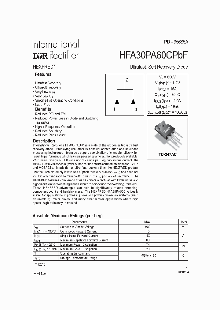 HFA30PA60CPBF_1151748.PDF Datasheet