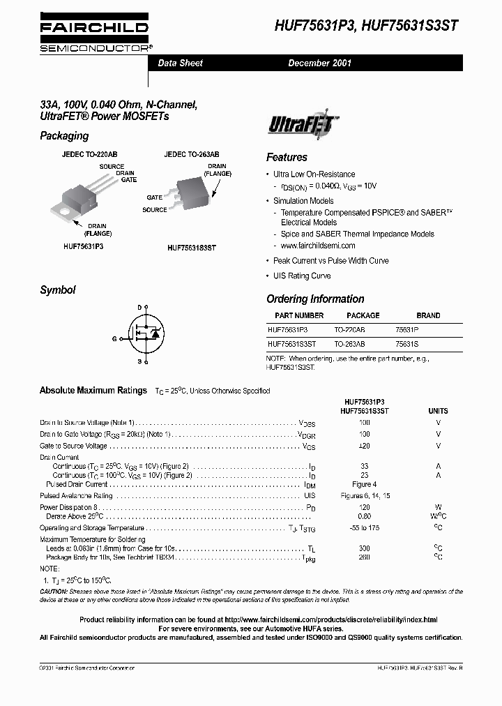 HUF75631S3ST_1251805.PDF Datasheet