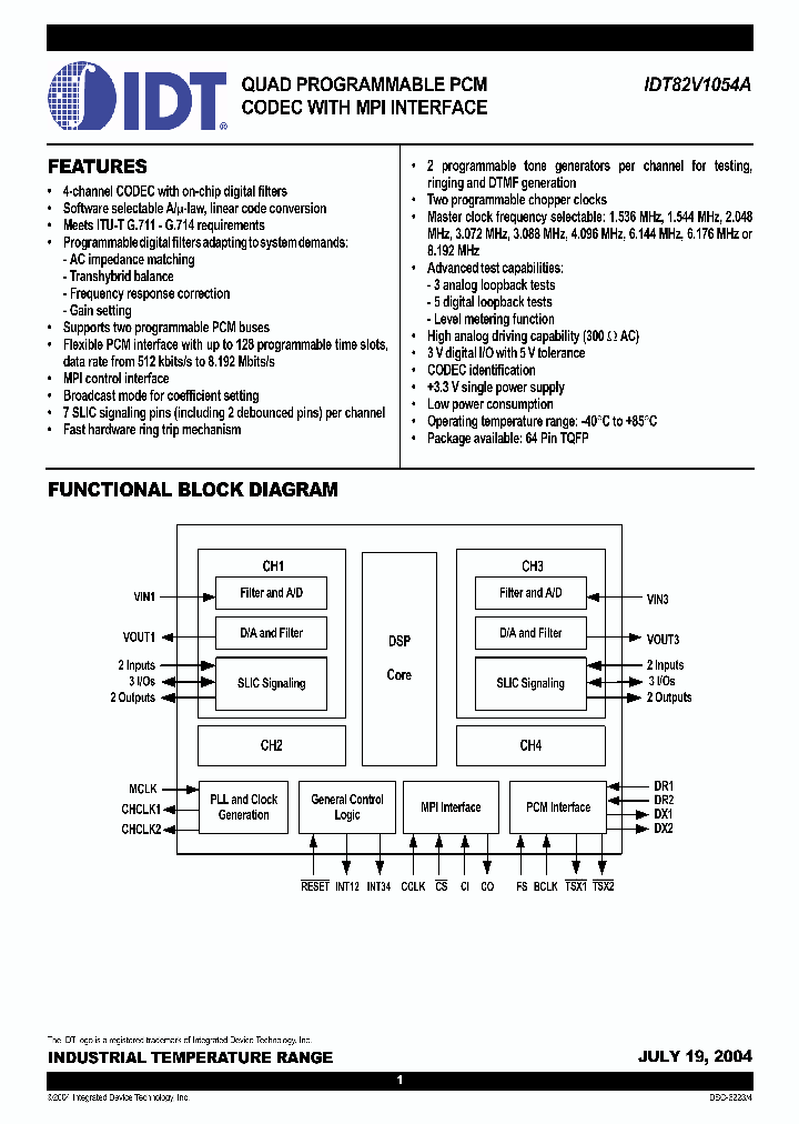 IDT82V1054APF_1254149.PDF Datasheet