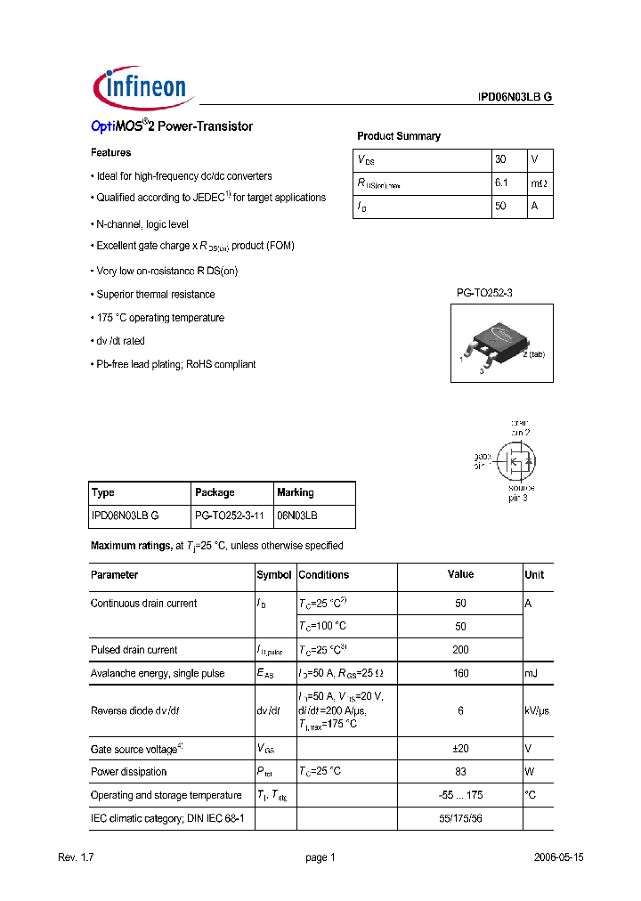 IPD06N03LBG_1255062.PDF Datasheet