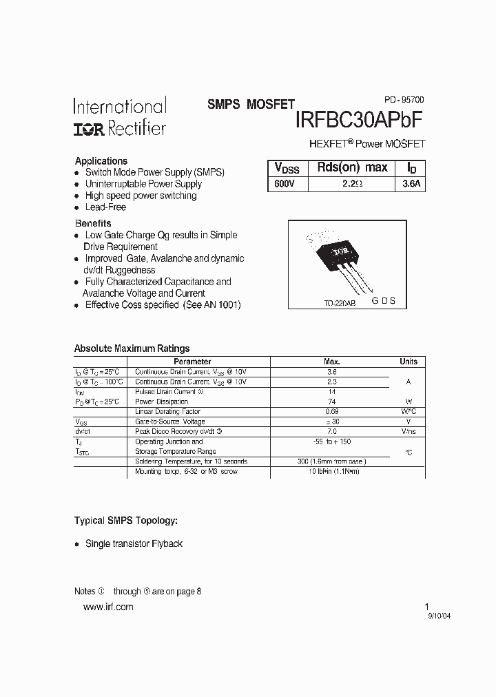 IRFBC30APBF_1150211.PDF Datasheet