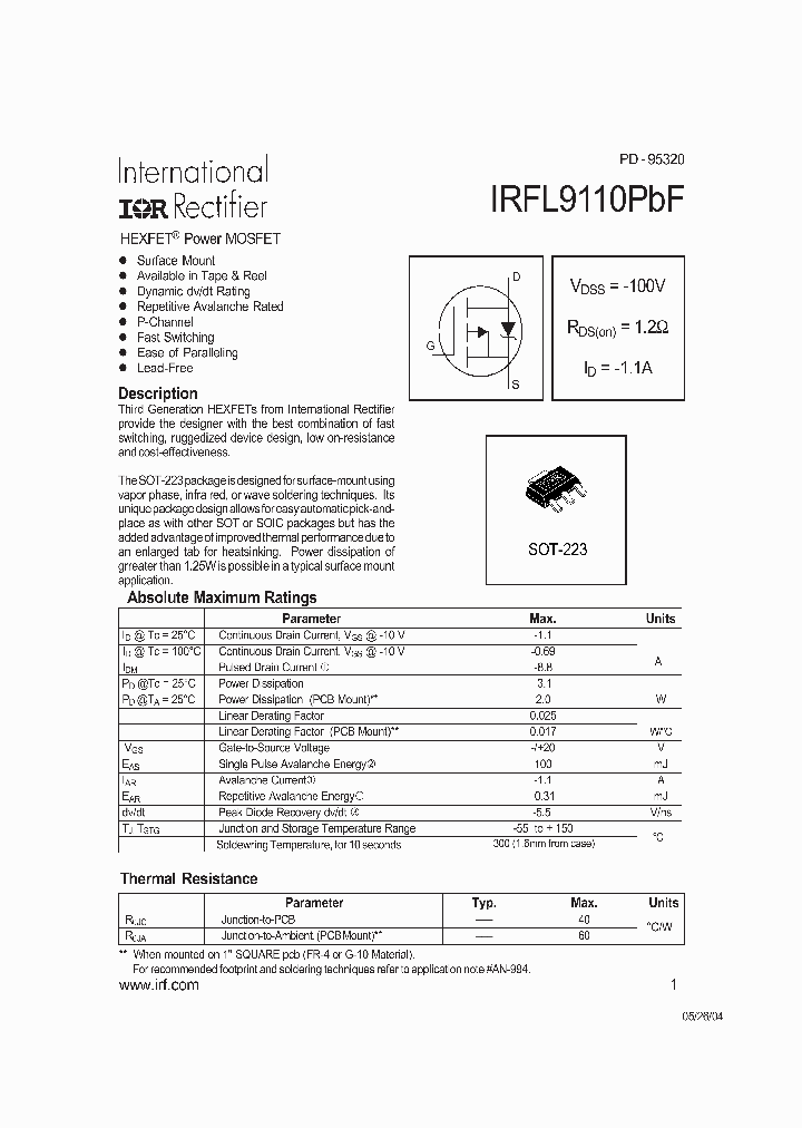 IRFL9110PBF_1161060.PDF Datasheet