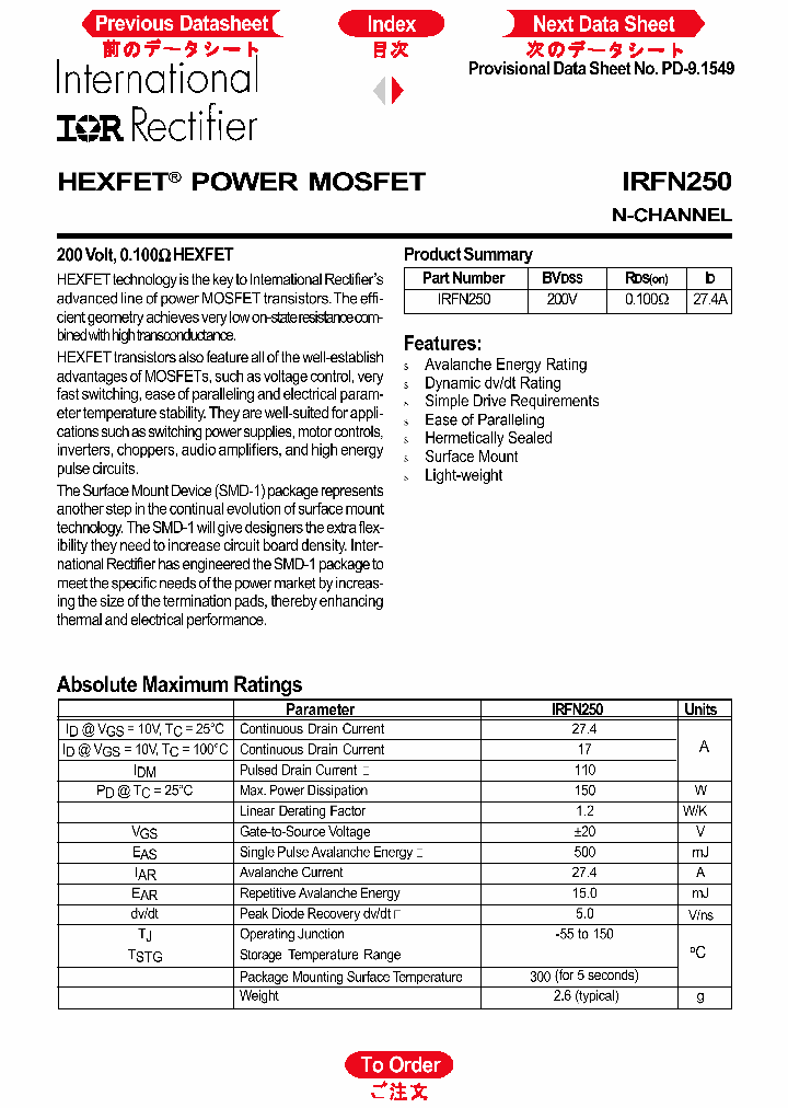 IRFN250_1255957.PDF Datasheet