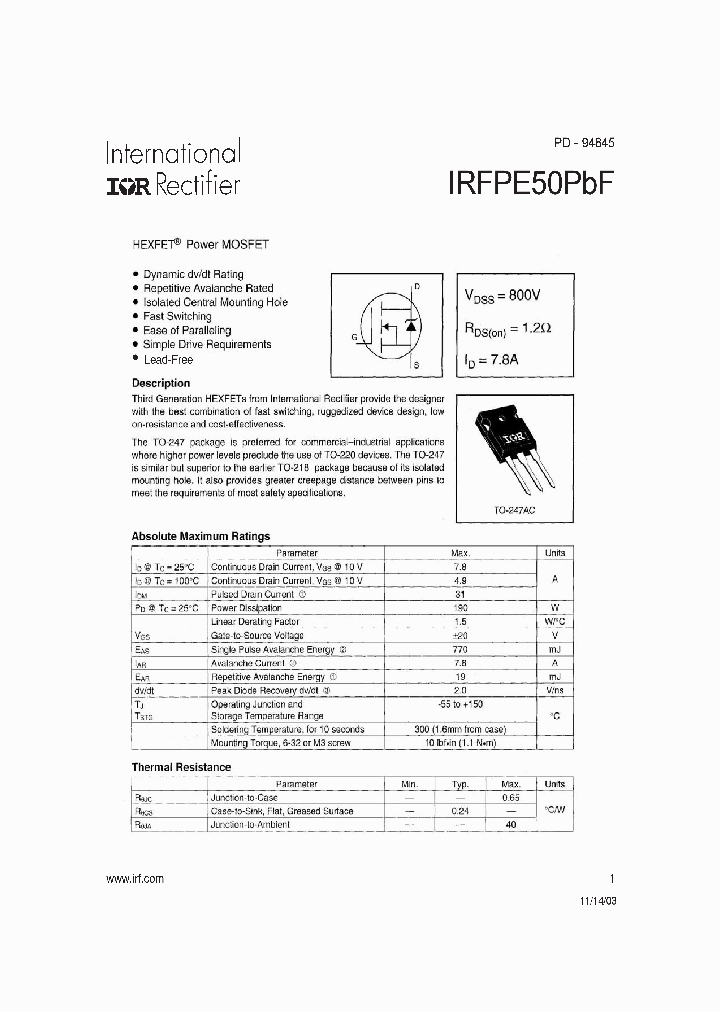 IRFPE50PBF_1149763.PDF Datasheet