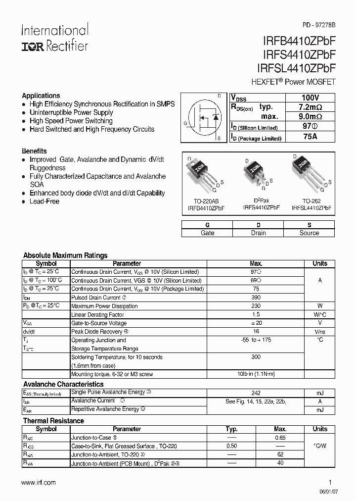 IRFS4410ZPBF_1066998.PDF Datasheet