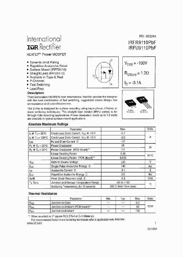 IRFR9110PBF_773361.PDF Datasheet