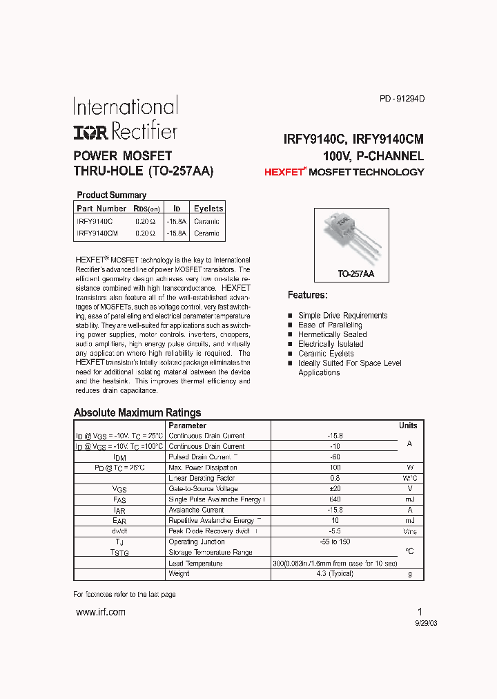 IRFY9140CM_1256244.PDF Datasheet