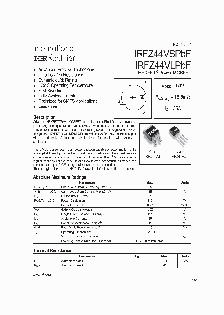 IRFZ44VSPBF_709388.PDF Datasheet