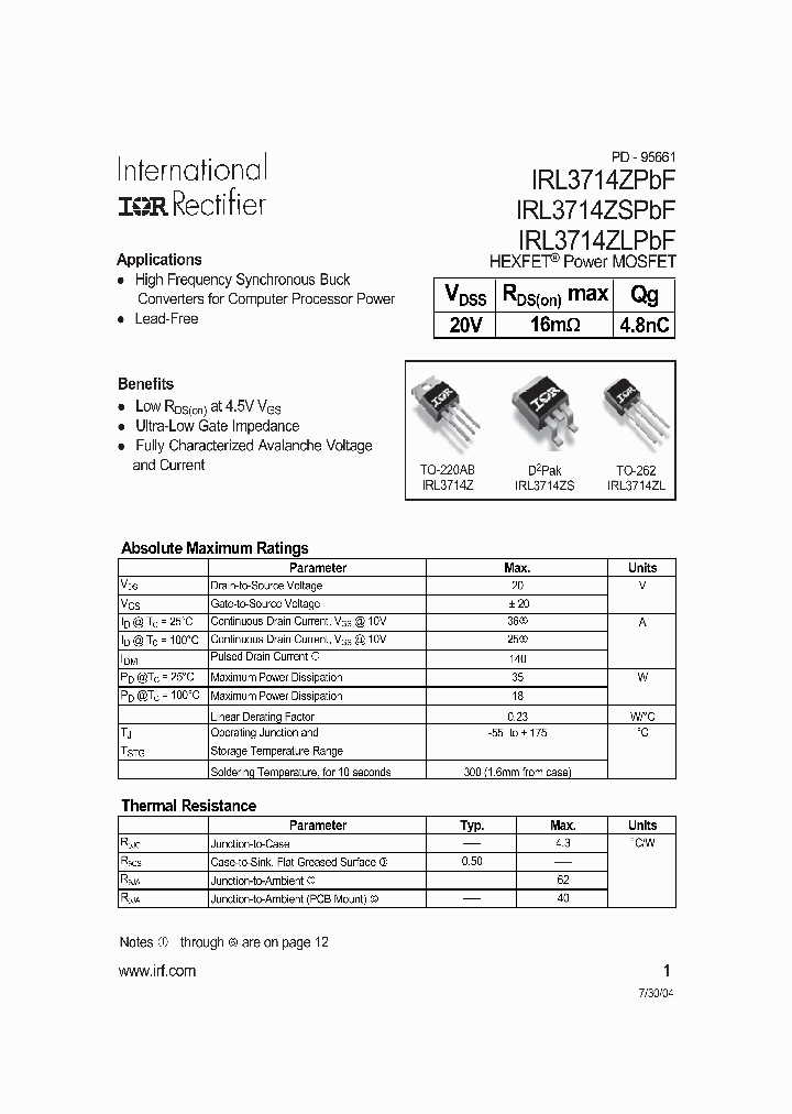 IRL3714ZLPBF_1184172.PDF Datasheet