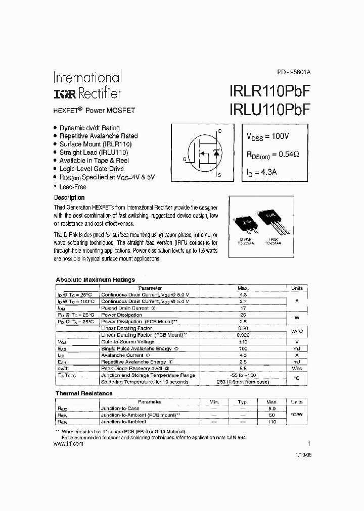 IRLR110PBF_1145678.PDF Datasheet