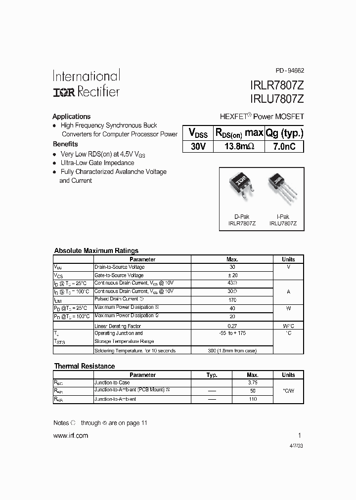 IRLR7807Z_788726.PDF Datasheet