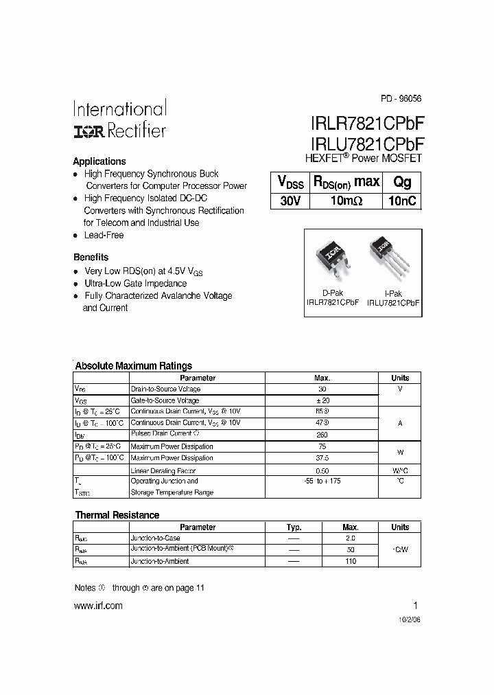 IRLR7821CPBF_709338.PDF Datasheet