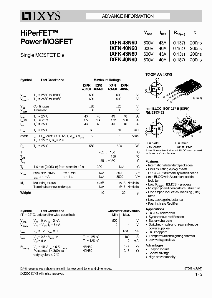 IXFN43N60_1258025.PDF Datasheet