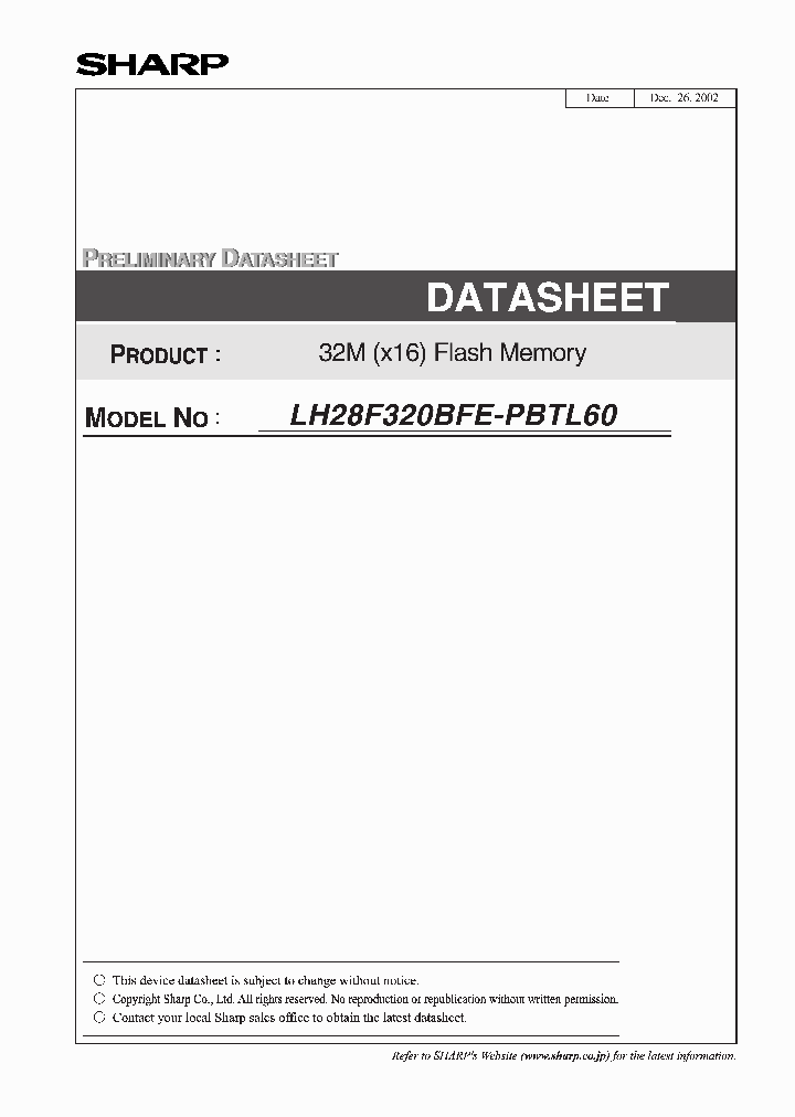 LH28F320BFE-PBTL60_1264574.PDF Datasheet