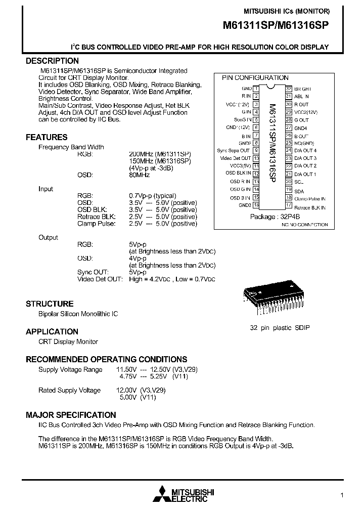 M61316SP_1270249.PDF Datasheet