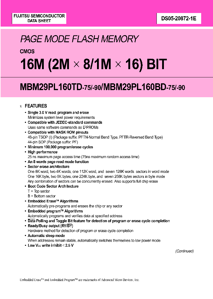 MBM29PL160TD-75PFTN_828211.PDF Datasheet