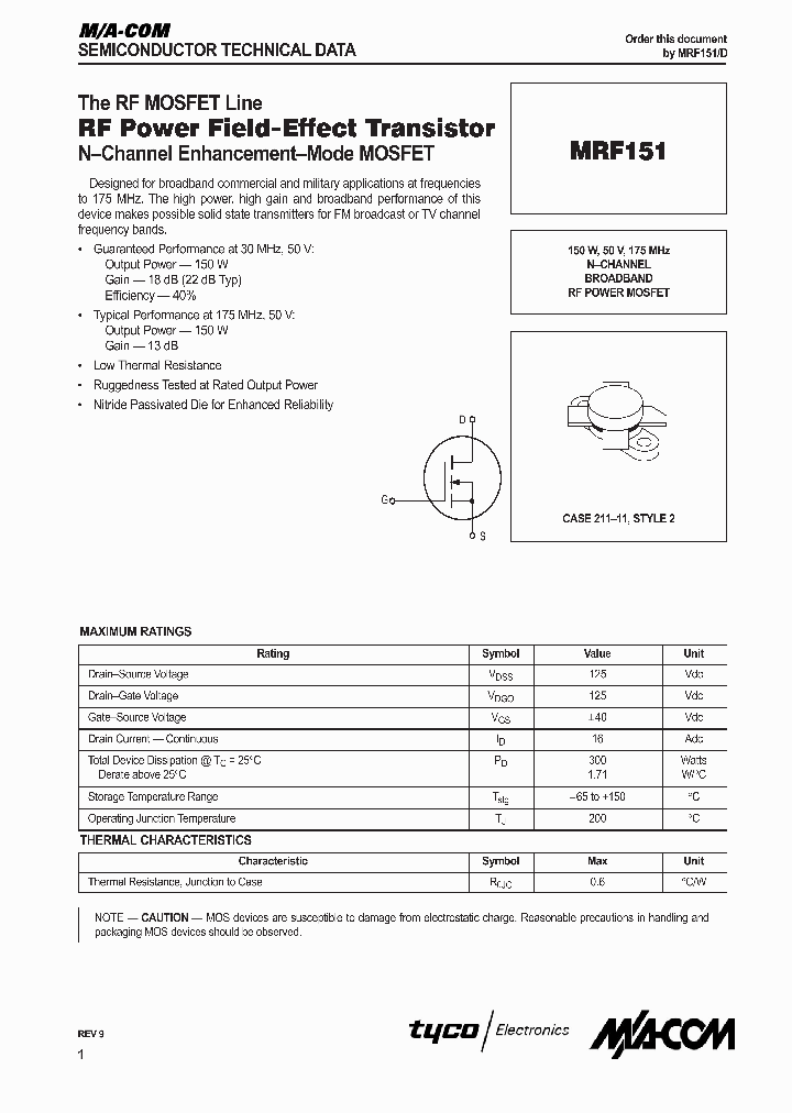 MRF151_1188771.PDF Datasheet