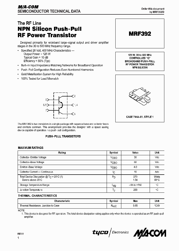 MRF392_1283542.PDF Datasheet