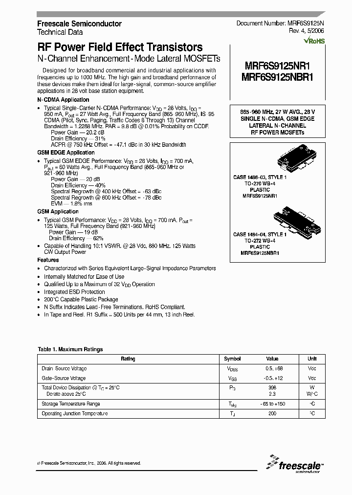 MRF6S9125NR106_1283644.PDF Datasheet