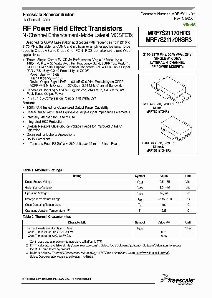 MRF7S21170HSR3_1283658.PDF Datasheet