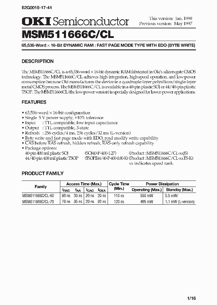MSM511666CL-60TS-K_1063279.PDF Datasheet