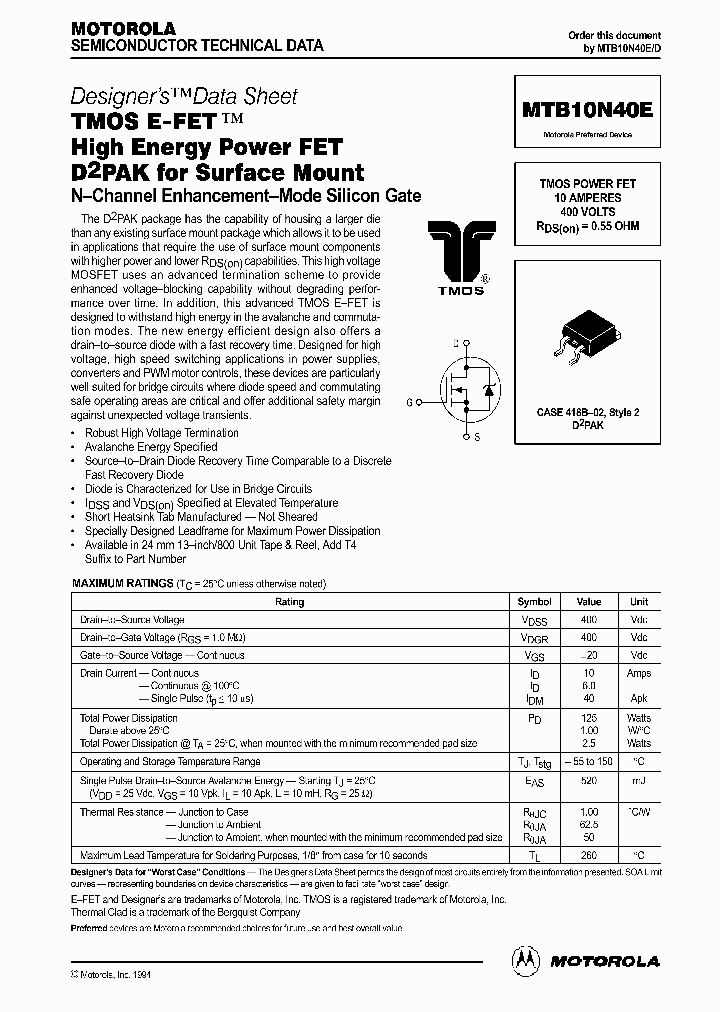 MTB10N40E_1285491.PDF Datasheet