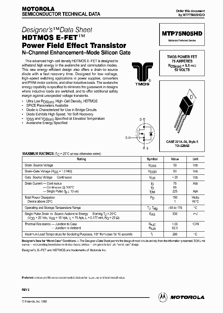 MTP75N05HD_1135378.PDF Datasheet