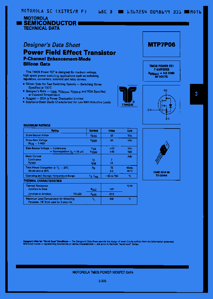 MTP7P06_1285890.PDF Datasheet