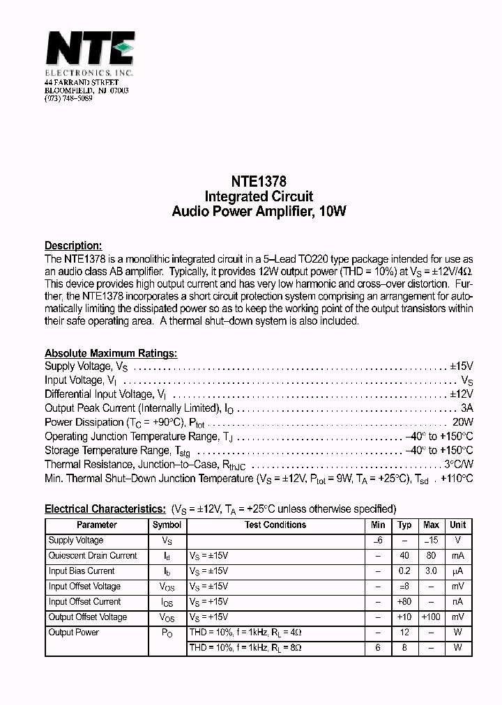 NTE1378_1290097.PDF Datasheet