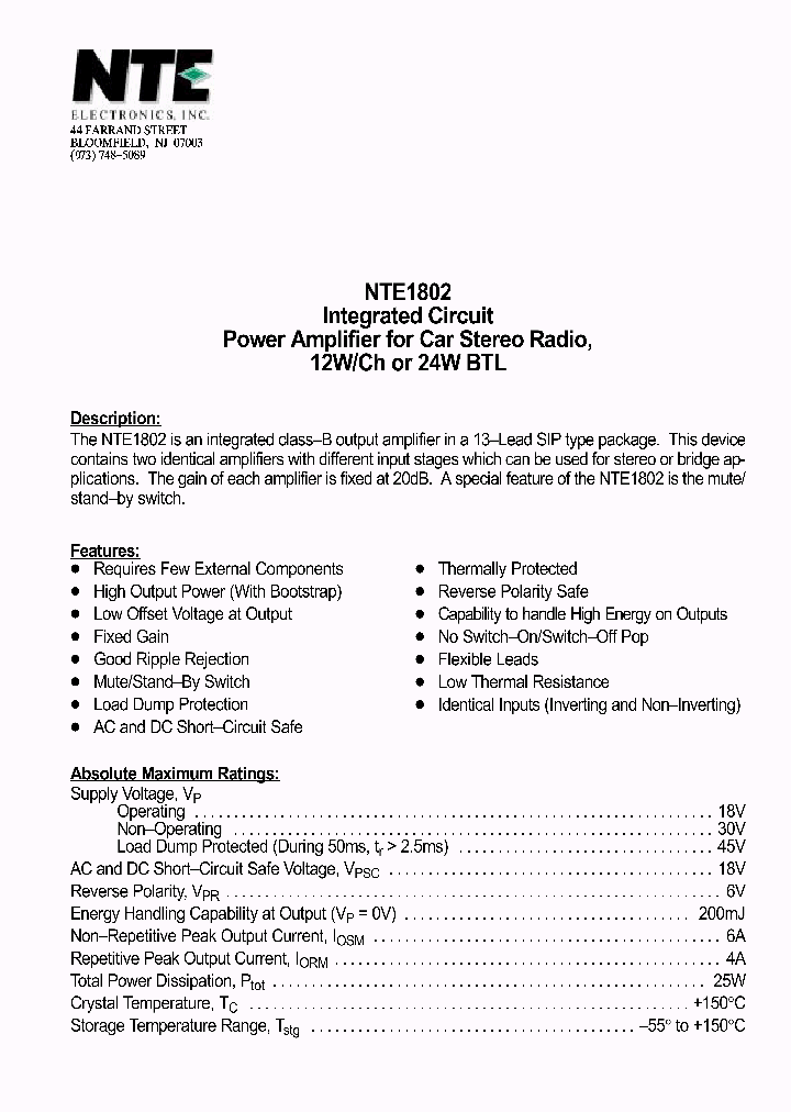 NTE1802_1290327.PDF Datasheet
