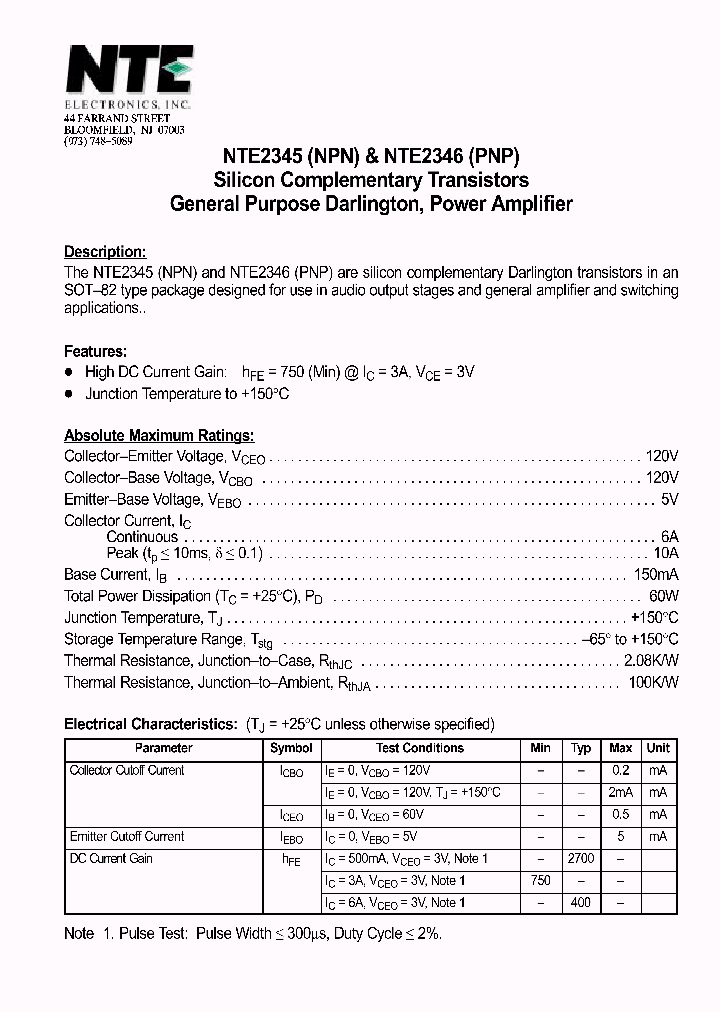 NTE2346_1290545.PDF Datasheet