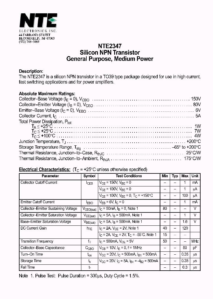 NTE2347_1290546.PDF Datasheet