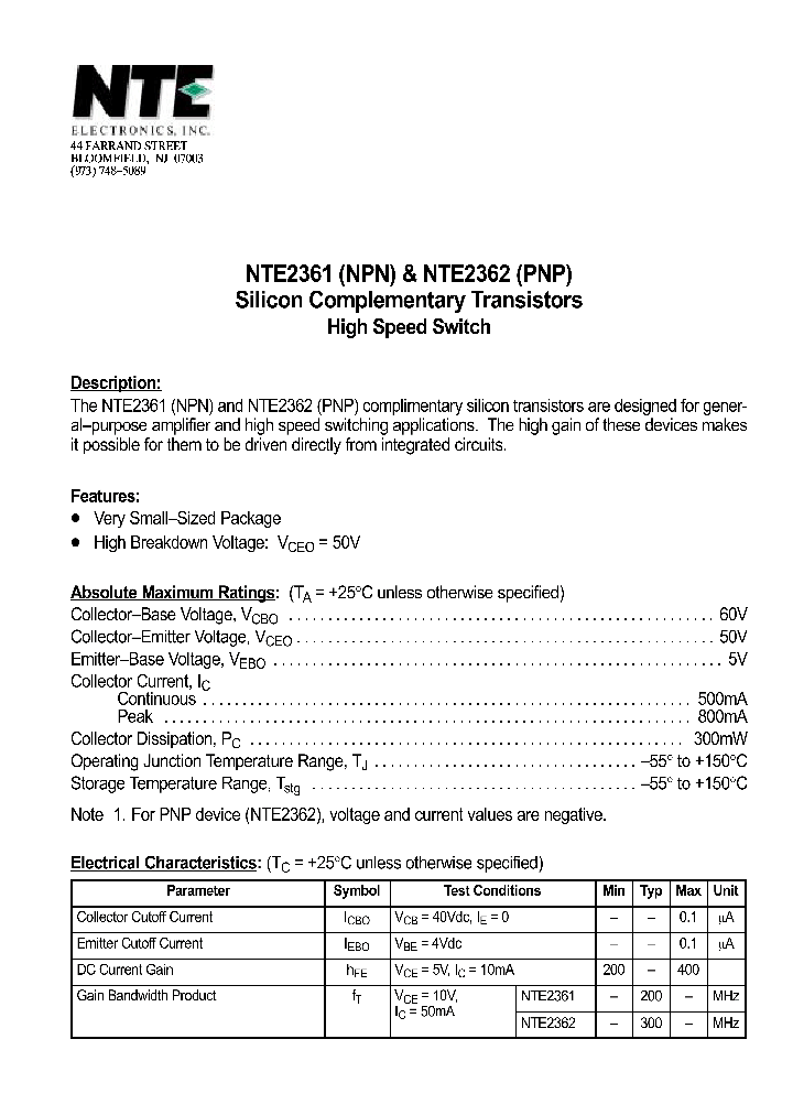 NTE2362_1290557.PDF Datasheet