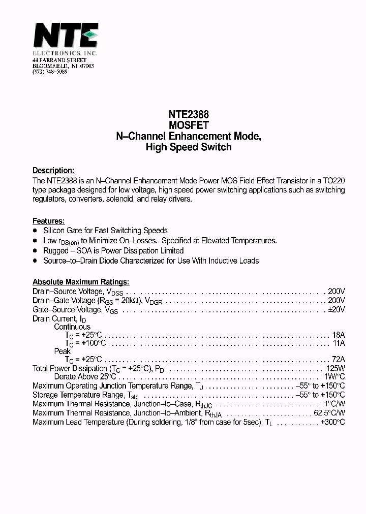 NTE2388_1290579.PDF Datasheet