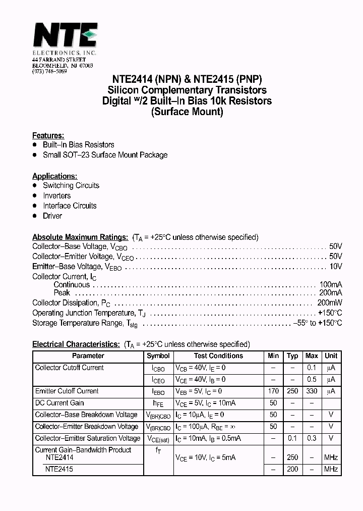 NTE2415_1290600.PDF Datasheet