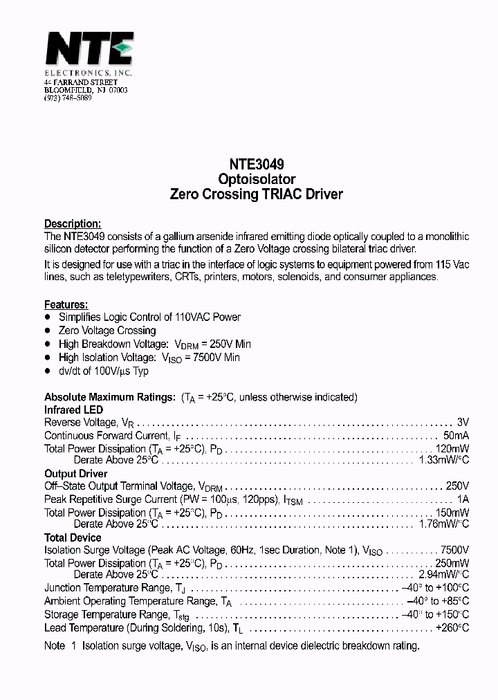 NTE3049_1142872.PDF Datasheet