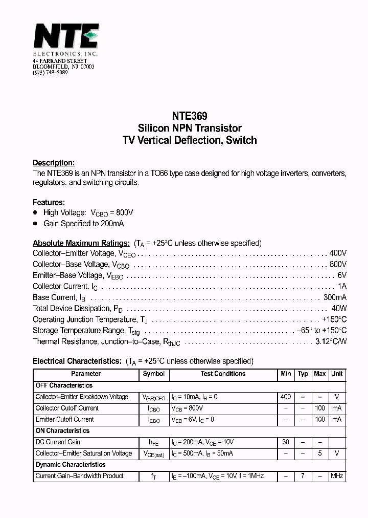 NTE369_1290878.PDF Datasheet