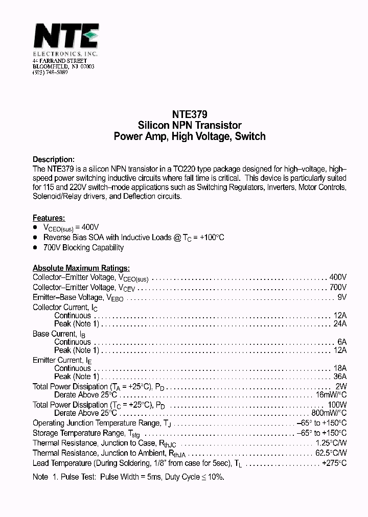 NTE379_1290884.PDF Datasheet