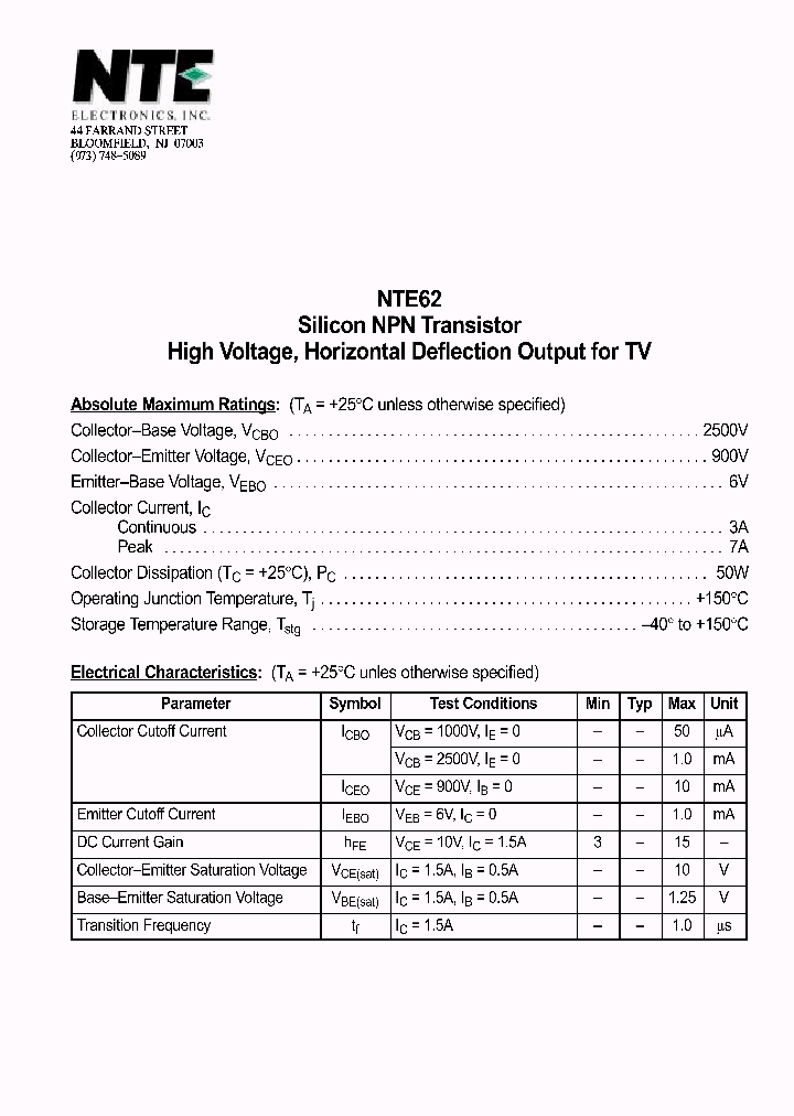 NTE62_1291130.PDF Datasheet