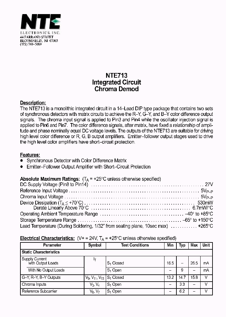 NTE713_1157962.PDF Datasheet