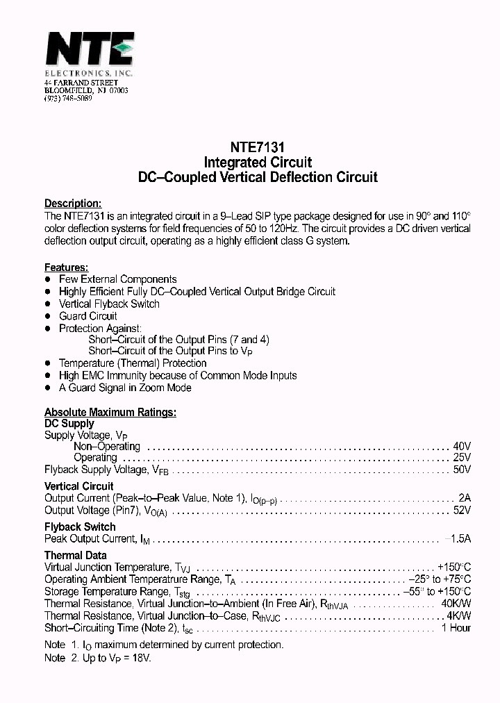 NTE7131_1291261.PDF Datasheet