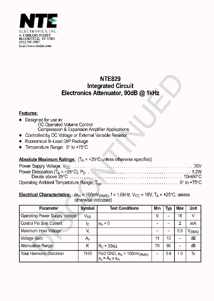 NTE829_1291331.PDF Datasheet