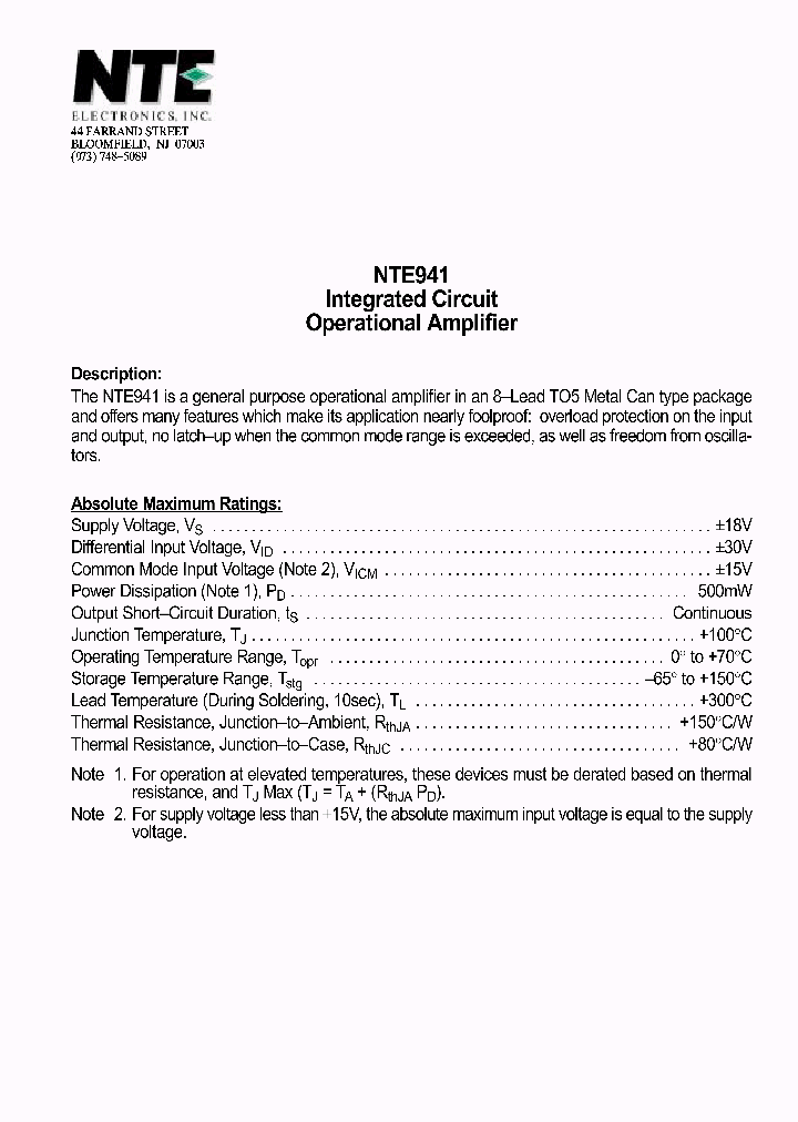 NTE941_1291405.PDF Datasheet